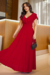 Vestido Longo,Cor vermelho,Tecido  Malha Lurex Plissado