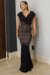 Vestido Longo,todo Rendado,Cor Preto e Nude,Tecido Renda 