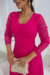 Vestido Longo,Cor Pink, Manga Longa, Tecido Tule Trabalhado Forrado 