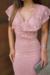 Vestido Longo,todo Rendado,Cor Rosê,Tecido Renda 