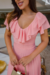 Vestido Longo,Cor rosa,Tecido  Malha Lurex Plissado