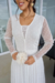 Vestido Longo,Cor Branca, Manga Longa, Tecido Tule Trabalhado Forrado 