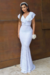 Vestido Longo,todo Rendado,Cor Branco,Tecido Renda 