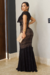 Vestido Longo,todo Rendado,Cor Preto e Nude,Tecido Renda 