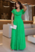 Vestido Longo,Cor verde bandeira,Tecido  Malha Lurex Plissado