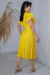 Vestido Midi,Cor Amarelo,Tecido em Crepe Plissado, Malha Paris
