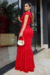 Vestido Longo,todo Rendado,Cor Vermelho,Tecido Renda 