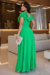 Vestido Longo,Cor verde bandeira,Tecido  Malha Lurex Plissado