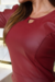 Vestido Tubinho,Cor Marsala,Tecido Couro Sintético, Manga 3/4