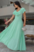 Vestido Longo,Cor verde,Tecido  Malha Lurex Plissado