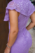 Vestido Longo,todo Rendado,Cor Lilás,Tecido Renda 