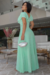 Vestido Longo,Cor verde,Tecido  Malha Lurex Plissado
