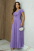 Vestido Longo,Cor Lilás,Tecido  Malha Lurex Plissado