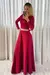 Vestido Longo,Cor Vermelho,Tecido  Piquet c/ Renda, Manga Longa