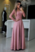 Vestido Longo,Cor Rosê,Tecido  Piquet c/ Renda, Manga Longa