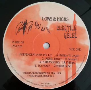 LP Creation Rebel - Lows & Highs (Original Press) [VG+] - Subcultura