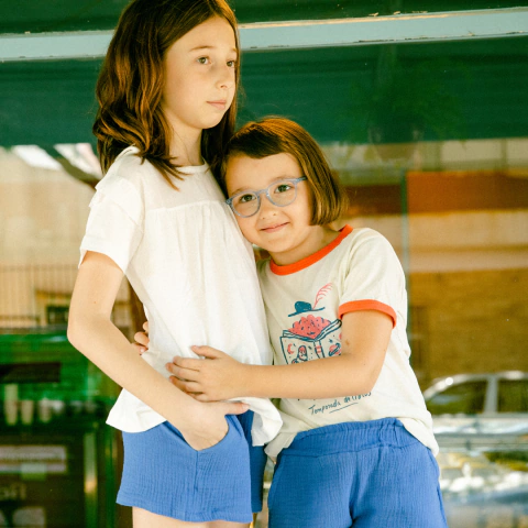 SHORT MALENA AZUL (Doble gasa 100% algodon)