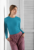 Camiseta Feminina Manga Comprida Azul Turquesa