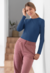 Camiseta Feminina Manga Comprida Azul Marinho