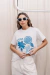 REMERA BASICA ESTAMPA FLORA AZUL - comprar online