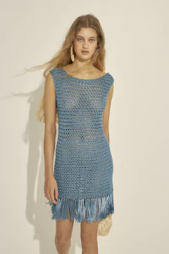 Crochet Vestido Corto Con Flecos Pre Order - comprar online