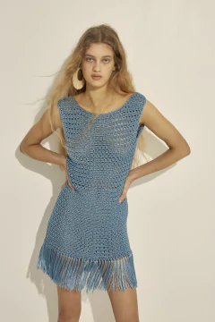 Crochet Vestido Corto Con Flecos Pre Order