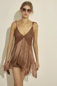 Crochet Vestido Corto Con Flecos Pre Order