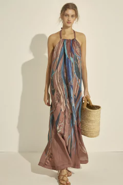 Iruya Vestido Cuello Alto Con Espalda Descubierta