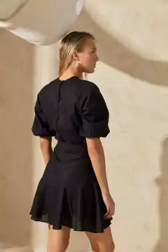 Vestido Corto Con Cinturón de Asta - comprar online