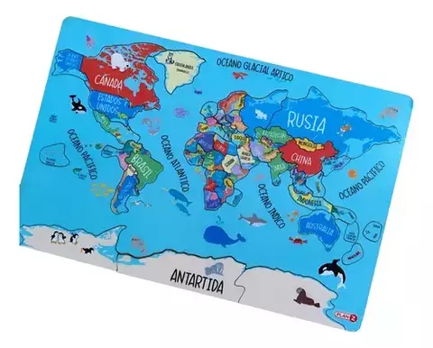 Rompecabezas mapa encastre planisferio - comprar online