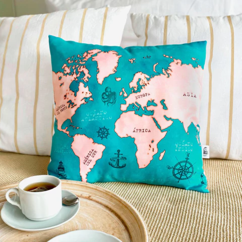 Funda de Almohadón Cuadrado MAPA AQUA - comprar online