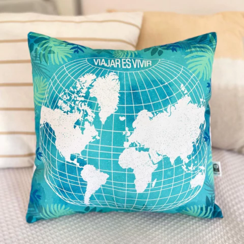 Funda de Almohadón Cuadrado VIAJAR AQUA