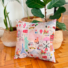 Funda de Almohadón Cuadrado VIAJES