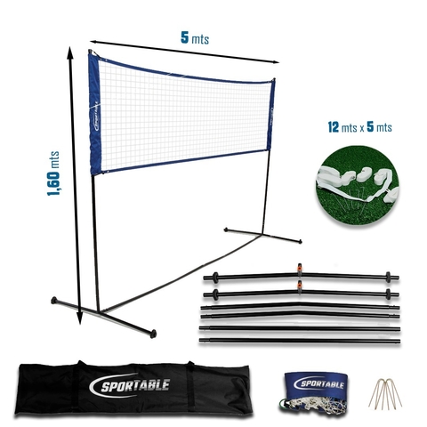 Cancha badminton 5mts con Base + Cintas Demarcacion
