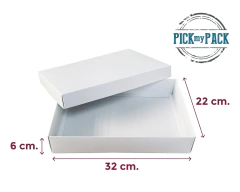 Caja Rectangular tapa y base 32 x 22 x 6 cm. - Pack de 10 unidades - - Pick my Pack