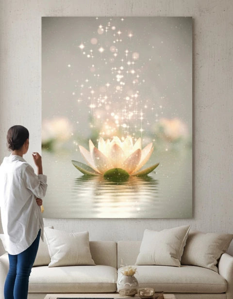 Loto en el Agua Mural Vertical - comprar online