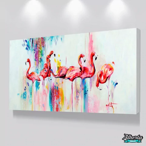 Cuadro Mural Flamencos Artístico Multicolor - comprar online