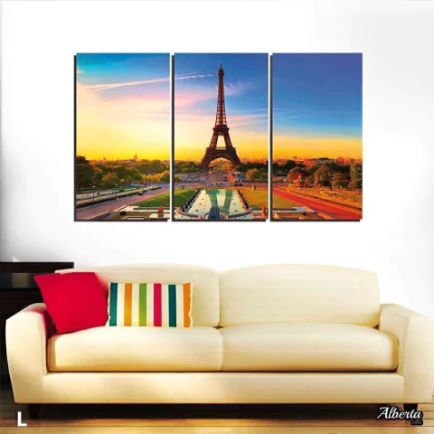 Eiffel Atardecer cuadro Triptico - comprar online