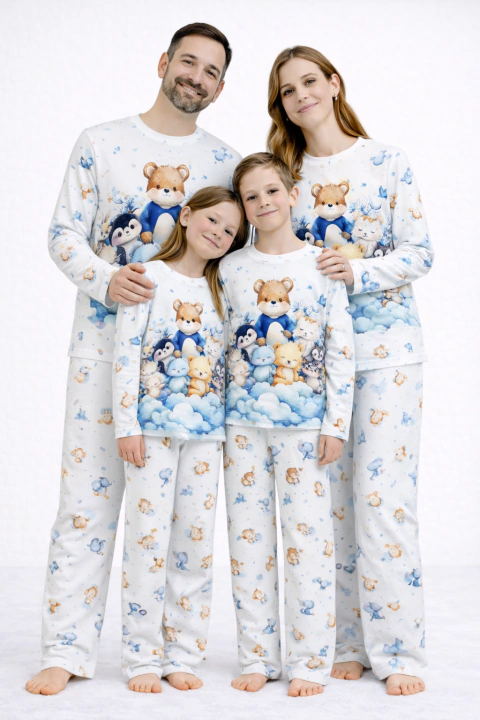 PIJAMA ADULTO OU INFANTIL FAMILIA ESTAMPA BICHINHOS