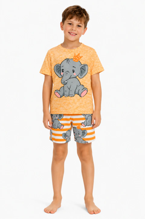 PIJAMA CURTO MENINO ESTAMPA ELEFANTE