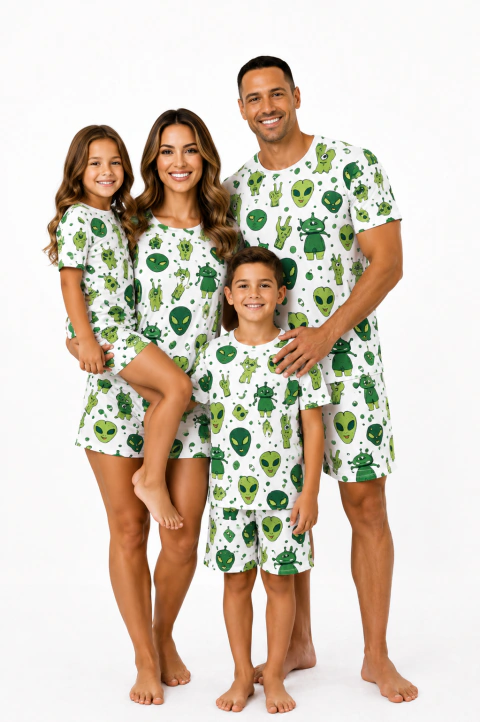 PIJAMA CURTO VERÃO ADULTO OU INFANTIL FAMILIA ESTAMPA ET