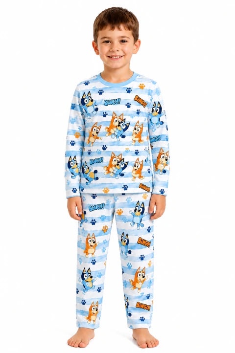 Pijama Manga Longa Infantil Menino Estampa Bluey