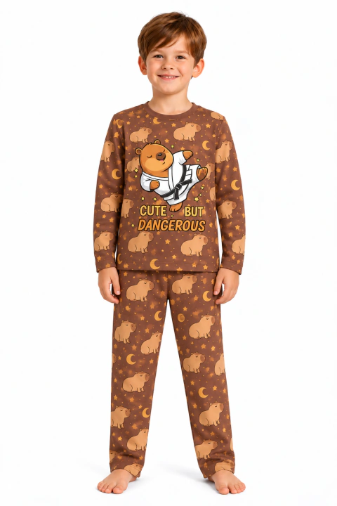 Pijama Manga Longa Infantil Menino Estampa Capivara