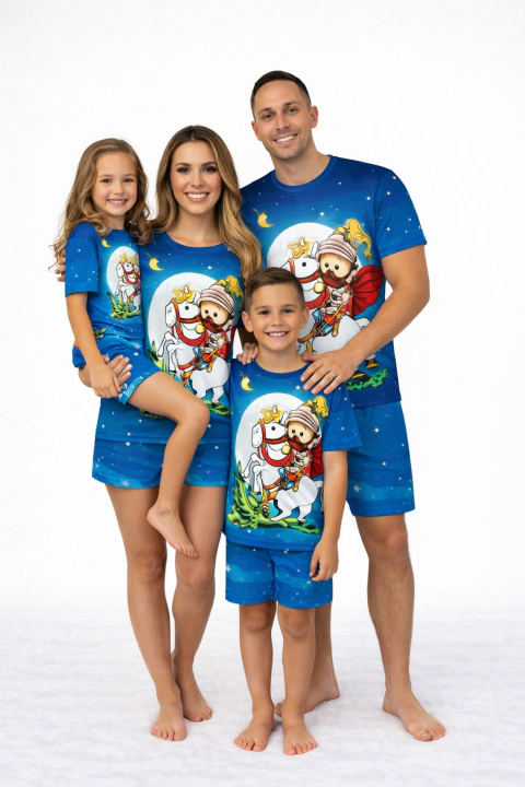 PIJAMA CURTO VERÃO ADULTO OU INFANTIL FAMILIA ESTAMPA SÃO JORGE CUTE