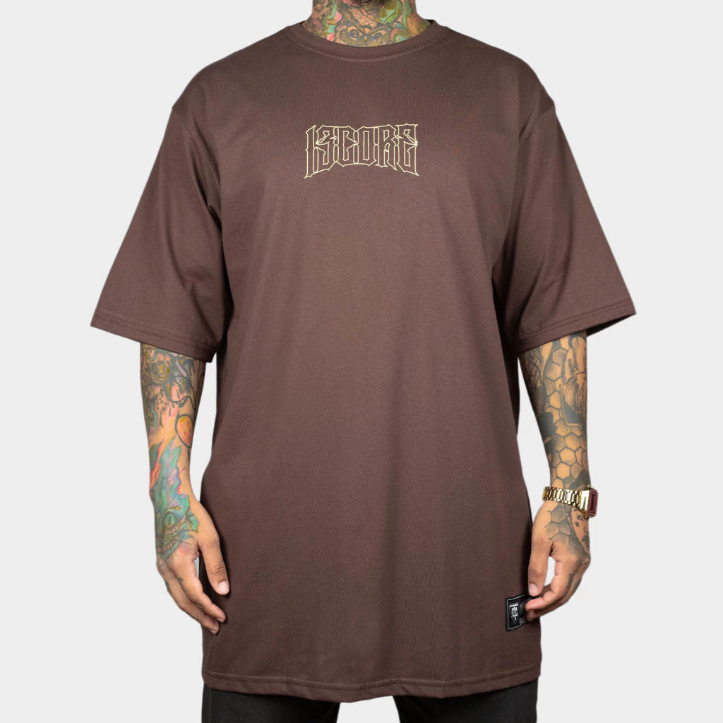 Camiseta Oversized Dark Street Outline Brown