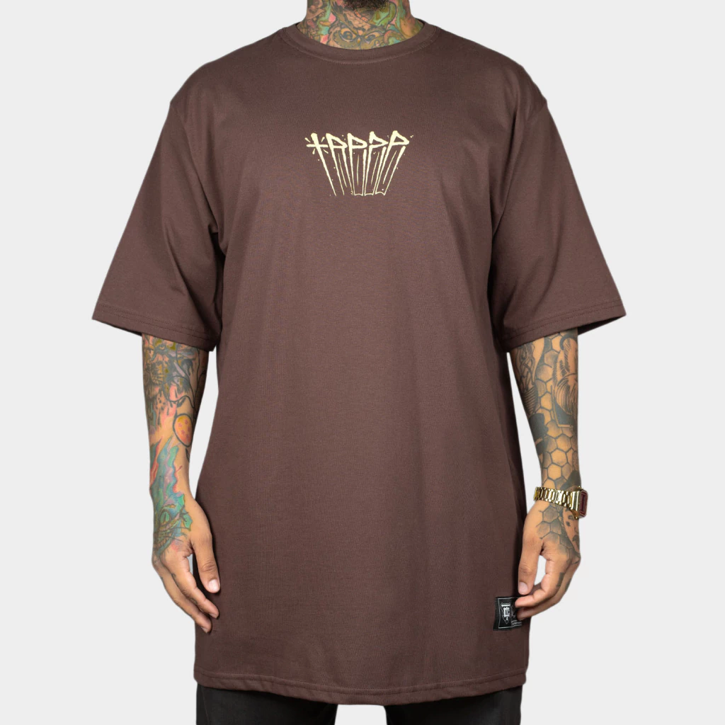 Camiseta Oversized Marginal Script Brown