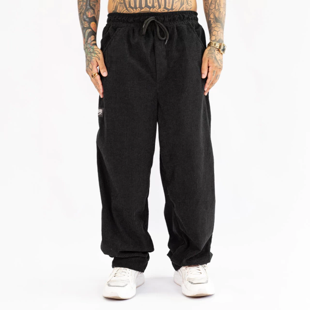 Calça Baggy Cotelê Preta - comprar online