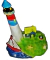 Enfeite para Aquário Farol na Ilha Médio