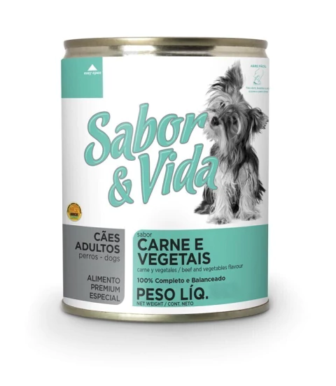 RAÇÃO SABOR E VIDA CÃES ADULTO LATA CARNE E VEGETAIS 280GR