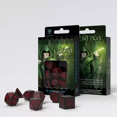 Kit de Dados: Elvish - Black & Red (Q Workshop)